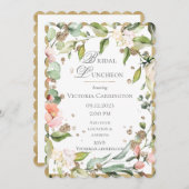 Rosa Blush Floral Gold Elegant Bridal Luncheon #45 Einladung (Vorne/Hinten)