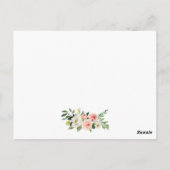 Rosa Blush Floral Gold Hochzeitsdetails Beipackkar Postkarte (Rückseite)