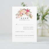 Rosa Blush Floral Wedding RSVP (Stehend Vorderseite)