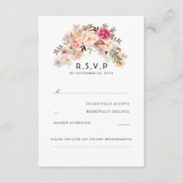 Rosa Blush Floral Wedding RSVP Karte