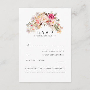 Rosa Blush Floral Wedding RSVP Karte