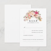 Rosa Blush Floral Wedding RSVP Karte (Vorne/Hinten)