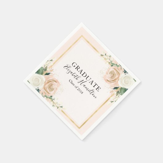 Rosa Blush & Foil Goldener Chic Abschluss Serviette (Ecke)