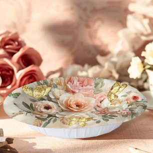 Rosa Blush Garden Galentine-Teeparty-Blumen Pappteller