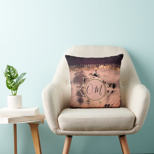 Rosa Blush Gefärbte Krawatte OM Lotus Kissen (Stuhl )