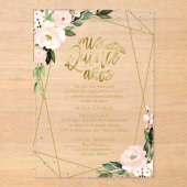 Rosa Blush Geogeometrie Quinceañera Acryleinladungen (Vorderseite)