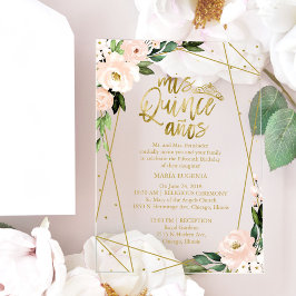 Rosa Blush Geogeometrie Quinceañera Acryleinladungen