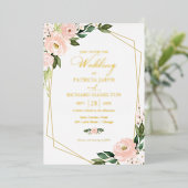 rosa Blush Geometric Wedding Folieneinladung (Stehend vorne)