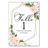 rosa Blush Geometric Wedding Tischnummer (Vorderseite)