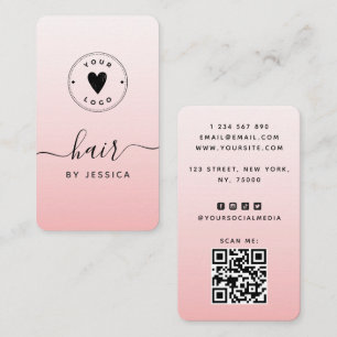Rosa Blush Girl QR-Code und Niedliches Hinzufügen Visitenkarte