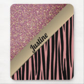 Rosa Blush Glam Zebra Print Mousepad (Vorne)