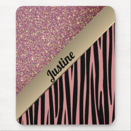 Rosa Blush Glam Zebra Print Mousepad