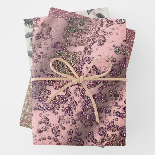 Rosa Blush Glittery Marmorfedern Geschenkpapier Set (Beispiel)