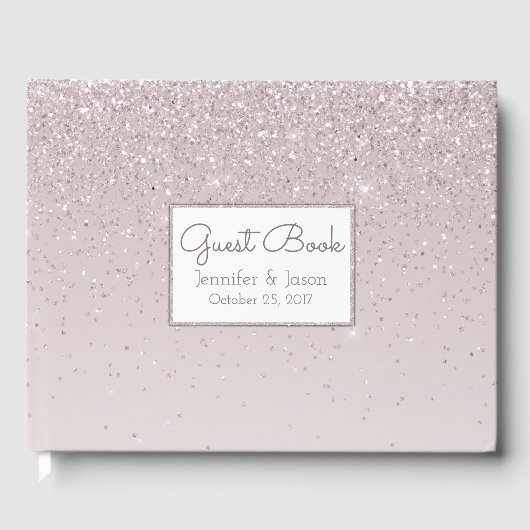 Rosa Blush Glittery Wedding Gästebuch (Vorderseite)