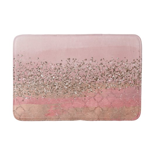 Rosa Blush Glitzer marokkanische Prinzessin Glam Badematte (Vorderseite)