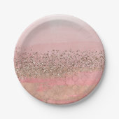 Rosa Blush Glitzer marokkanisches indisches Prince Pappteller (Vorderseite)
