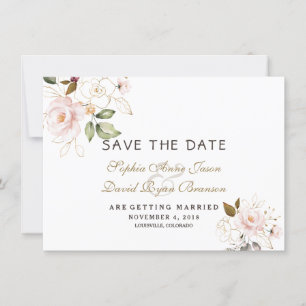Rosa Blush Gold Blues Hochzeit retten das Datum Save The Date