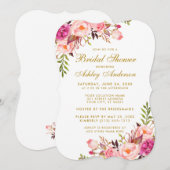Rosa Blush Gold Blumendusche Einladung B (Vorne/Hinten)