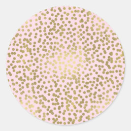 Rosa Blush & Gold Dots Confetti Elegantes schicke  Runder Aufkleber