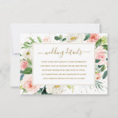 Rosa Blush Gold Floral Gold Hochzeitskarte RSVP Karte (Vorderseite)