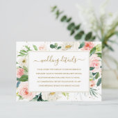 Rosa Blush Gold Floral Gold Hochzeitskarte RSVP Karte (Stehend Vorderseite)