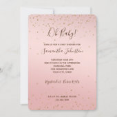 Rosa Blush Gold Glitz Confetti Sparkle Kinderdusch Einladung (Vorderseite)