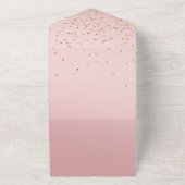 Rosa Blush Gold Glitzy Confetti Wedding All In One Einladung (Außenbereich)