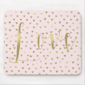 Rosa Blush Gold Hearts Liebe Mousepad (Vorne)