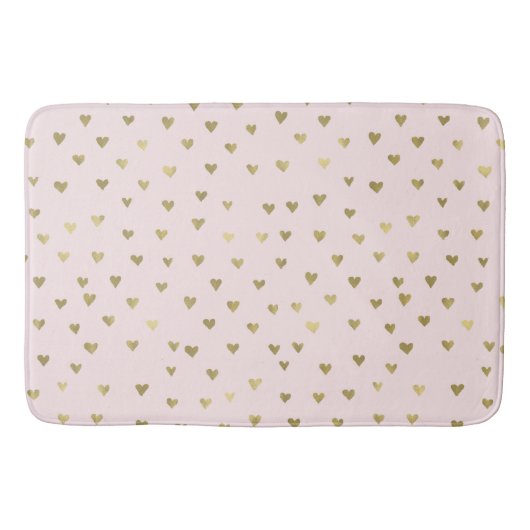 Rosa Blush Gold Herz Badematte (Vorderseite)