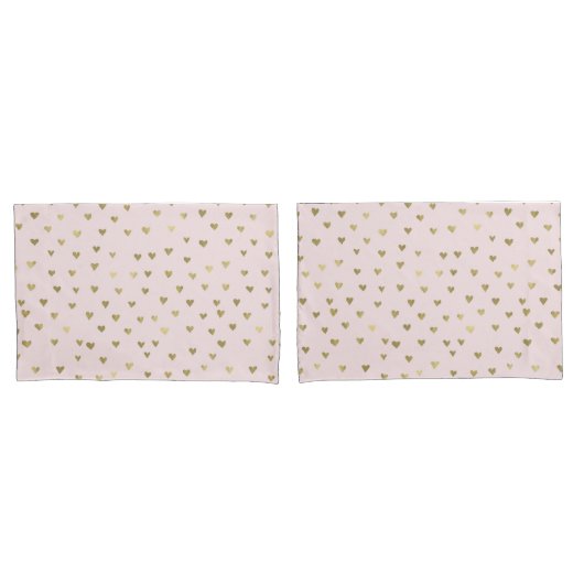 Rosa Blush Gold Herz Kissenbezug (Vorderseite-Set)