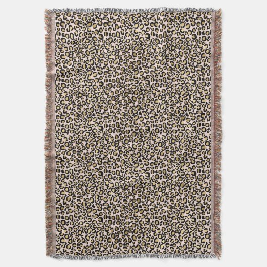 Rosa Blush Gold Leopard Print Decke (Vorderseite Vertikal)