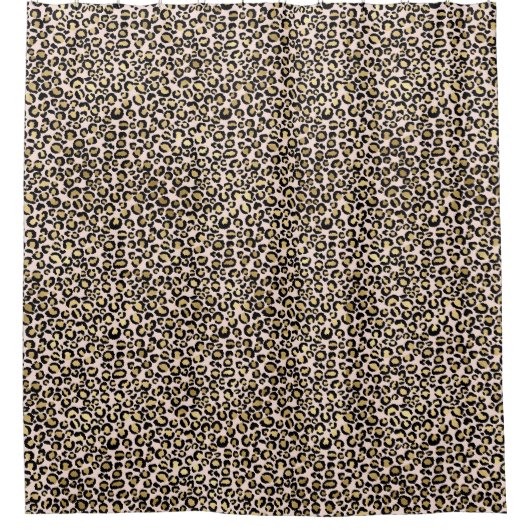 Rosa Blush Gold Leopard Print Duschvorhang (Vorderseite)
