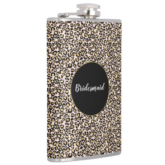 Rosa Blush Gold Leopard Print Flachmann (Rechts)