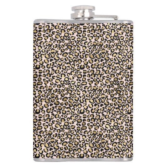 Rosa Blush Gold Leopard Print Flachmann (Rückseite)