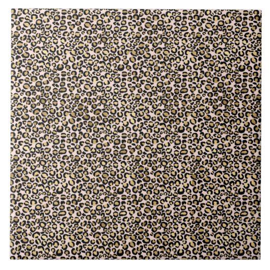Rosa Blush Gold Leopard Print Fliese (Vorderseite)