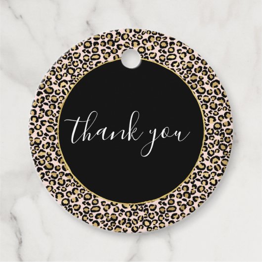 Rosa Blush Gold Leopard Print Geschenkanhänger (Vorderseite)