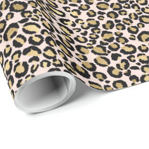 Rosa Blush Gold Leopard Print Geschenkpapier