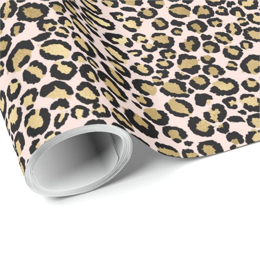 Rosa Blush Gold Leopard Print Geschenkpapier (Rolleneckpunkt)
