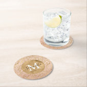 Rosa Blush Gold Leopard Print Glitz Sparkor Runder Pappuntersetzer (Vor Ort)