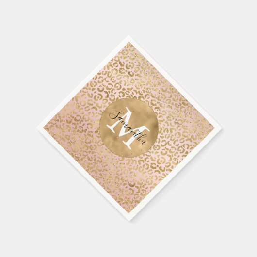 Rosa Blush Gold Leopard Print Glitz Sparkor Serviette (Ecke)