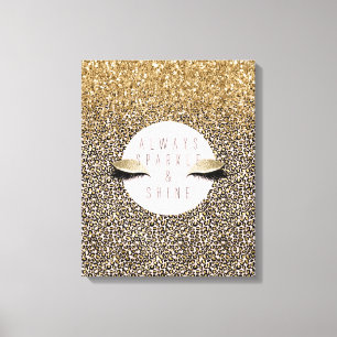 Rosa Blush Gold Leopard Print Glitzy Eyes Leinwanddruck