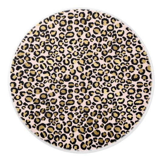Rosa Blush Gold Leopard Print Keramikknauf (Vorderseite)