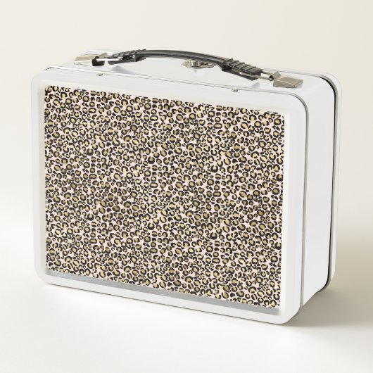 Rosa Blush Gold Leopard Print Metall Brotdose (Rückseite)