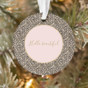 Rosa Blush Gold Leopard Print Ornament