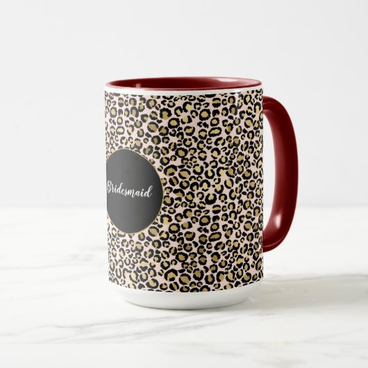 Rosa Blush Gold Leopard Print Tasse (VorderseiteRechts)
