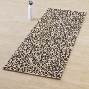 Rosa Blush Gold Leopard Print Yogamatte