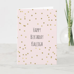 Rosa Blush Gold Sparkle Confetti Geburtstag Karte