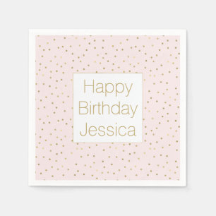 Rosa Blush Gold Sparkle Confetti Geburtstag Serviette