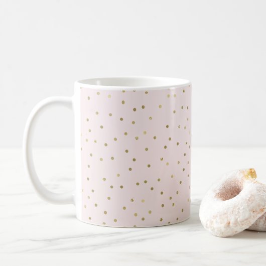 Rosa Blush Gold Sparkle Confetti Kaffeetasse (Mit Donut)