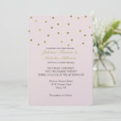 Rosa Blush Gold Sparkle Confetti Wedding Einladung (Stehend Vorderseite)